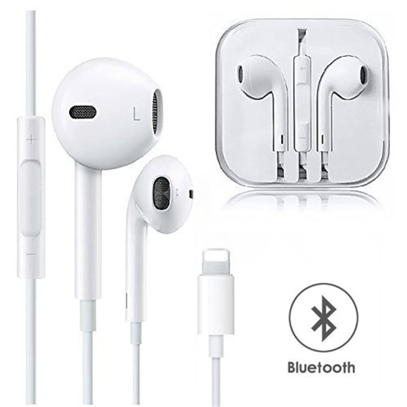 Stereo Headphones Wired Bluetooth Earphone For iPhone 13 12 11 8 7 Plus X XR XS Max Fone De Ouvido Sports Auriculares Earpiece White Length:1.1m