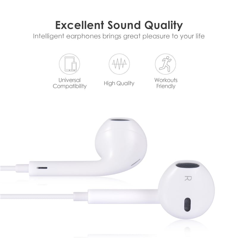 Stereo Headphones Wired Bluetooth Earphone For iPhone 13 12 11 8 7 Plus X XR XS Max Fone De Ouvido Sports Auriculares Earpiece White Length:1.1m