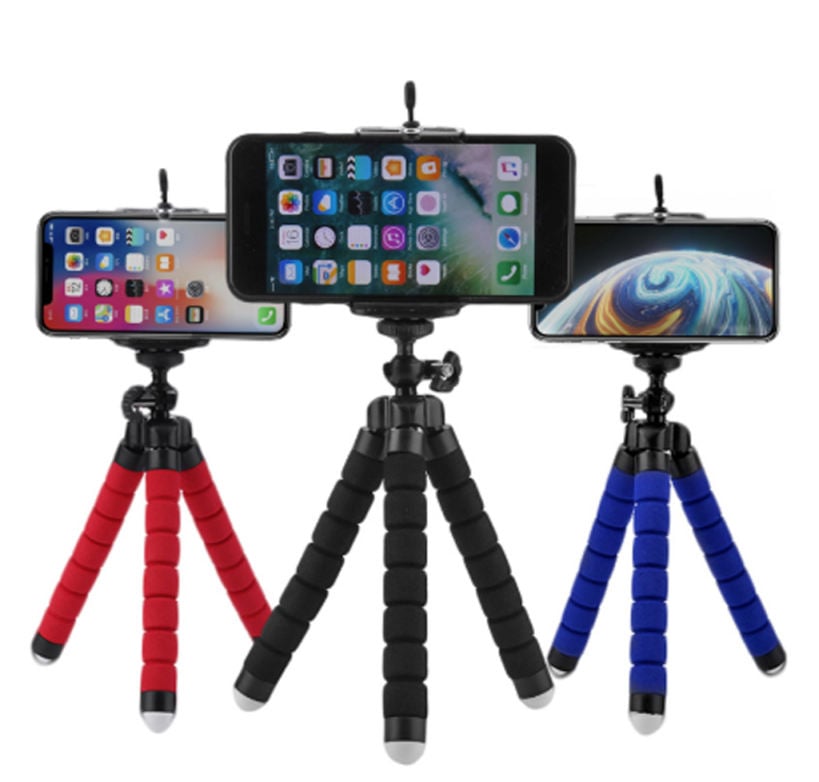 Mini Flexible Sponge Octopus Tripod Selfie Stick Expanding Tripod Stand For Mobile Phone bracket Camera With Phone Clip Holder Black Max extened 5.5