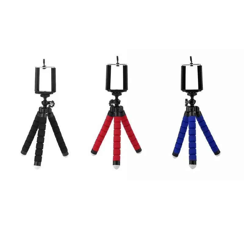 Mini Flexible Sponge Octopus Tripod Selfie Stick Expanding Tripod Stand For Mobile Phone bracket Camera With Phone Clip Holder Black Max extened 5.5