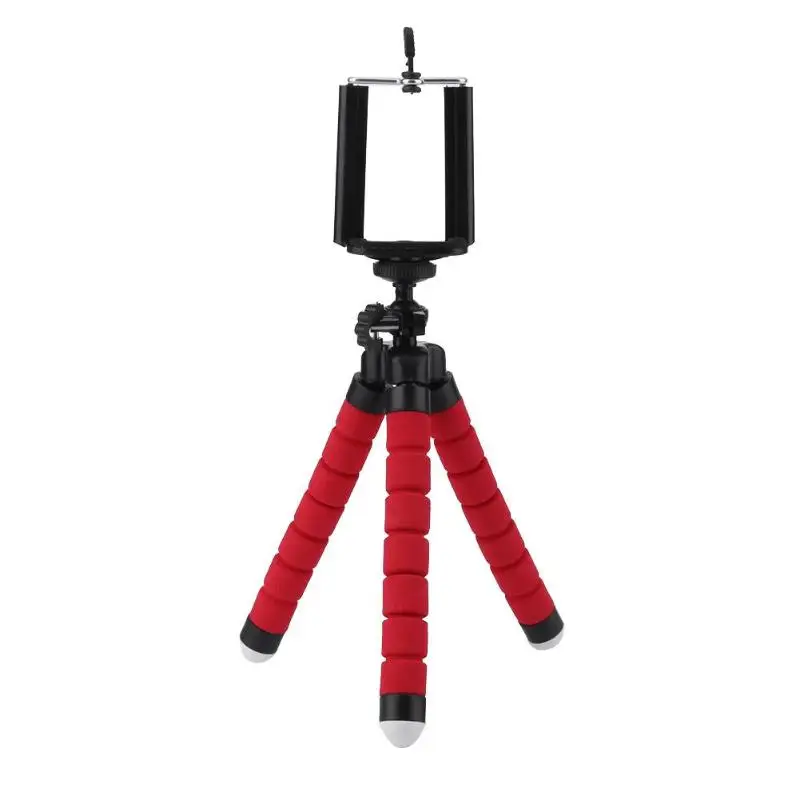 Mini Flexible Sponge Octopus Tripod Selfie Stick Expanding Tripod Stand For Mobile Phone bracket Camera With Phone Clip Holder Black Max extened 5.5