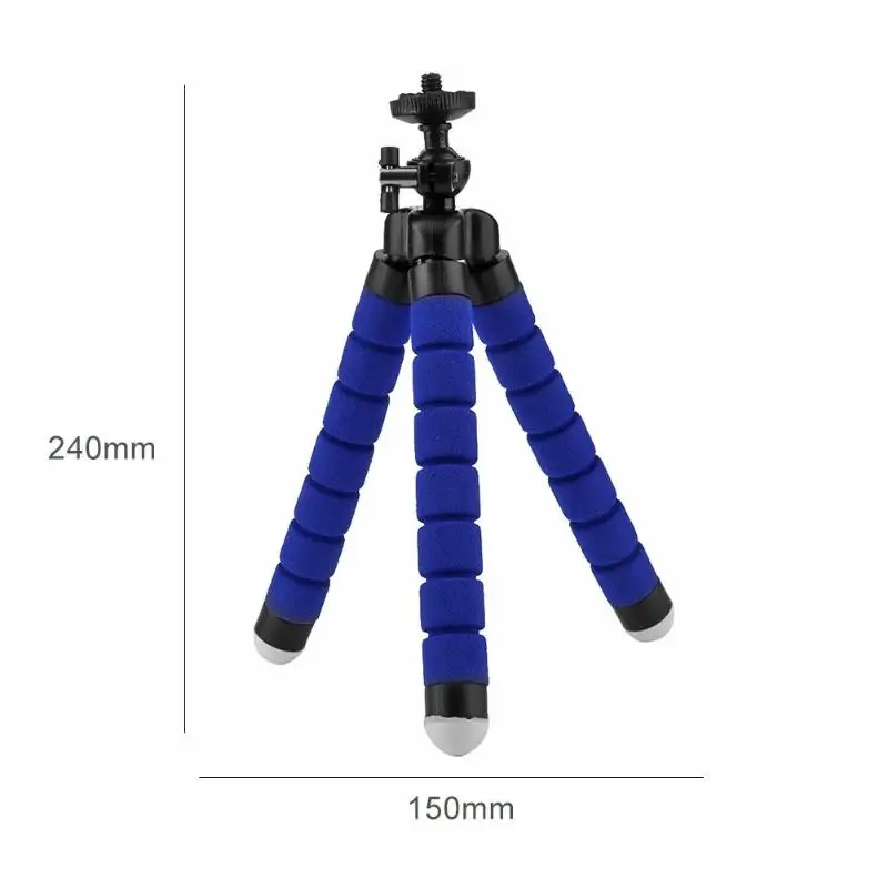 Mini Flexible Sponge Octopus Tripod Selfie Stick Expanding Tripod Stand For Mobile Phone bracket Camera With Phone Clip Holder Black Max extened 5.5