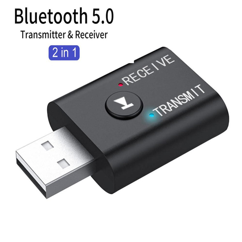 2 In1 USB Wireless Bluetooth Adapter 5.0 Transmitter Bluetooth for Computer TV Laptop Speaker Headset Adapter Bluetooth Receiver USB Music Dongle Adapter For Car Speaker PC AS Picture one size