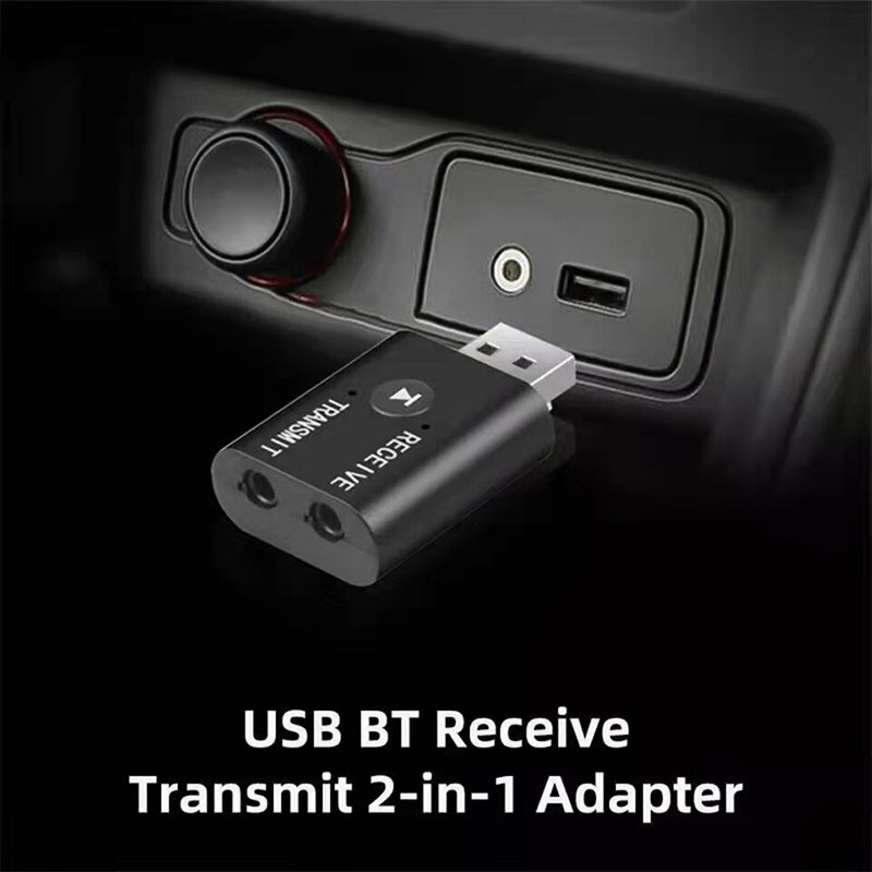 2 In1 USB Wireless Bluetooth Adapter 5.0 Transmitter Bluetooth for Computer TV Laptop Speaker Headset Adapter Bluetooth Receiver USB Music Dongle Adapter For Car Speaker PC AS Picture one size