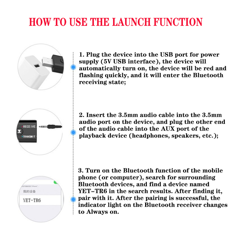2 In1 USB Wireless Bluetooth Adapter 5.0 Transmitter Bluetooth for Computer TV Laptop Speaker Headset Adapter Bluetooth Receiver USB Music Dongle Adapter For Car Speaker PC AS Picture one size