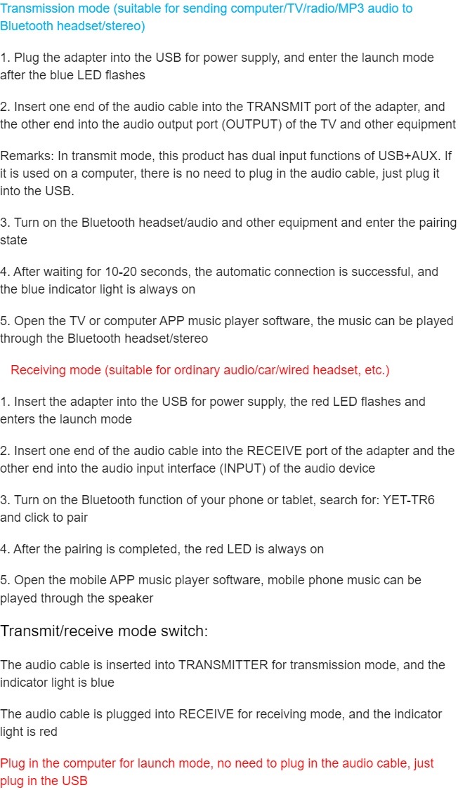 2 In1 USB Wireless Bluetooth Adapter 5.0 Transmitter Bluetooth for Computer TV Laptop Speaker Headset Adapter Bluetooth Receiver USB Music Dongle Adapter For Car Speaker PC AS Picture one size