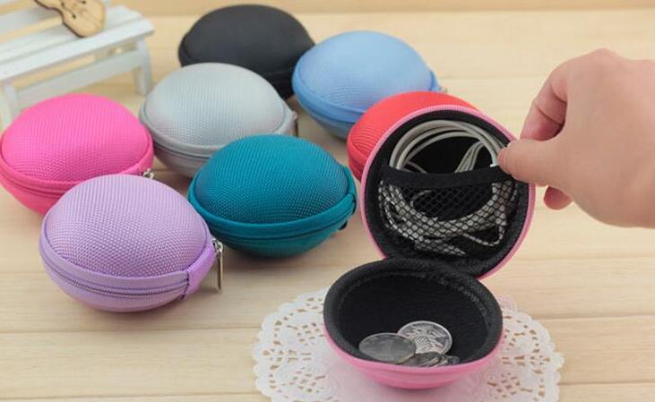 Discounted products Canvas Zipper Bag Earphone Cable Mini Box Portable Coin Purse Headphone Bag color sent randomly Black One Size
