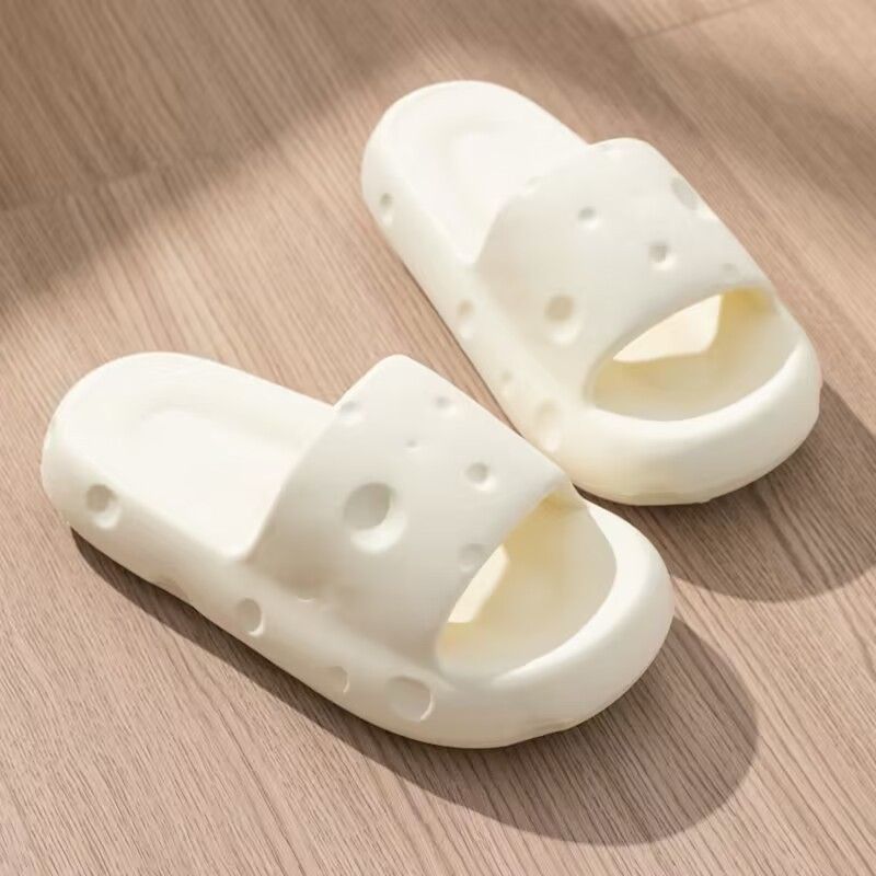 Cheese slippers are a popular summer item for women. They are suitable for outdoor wear, shower, non slip, home wear, and student dormitory White 36-37