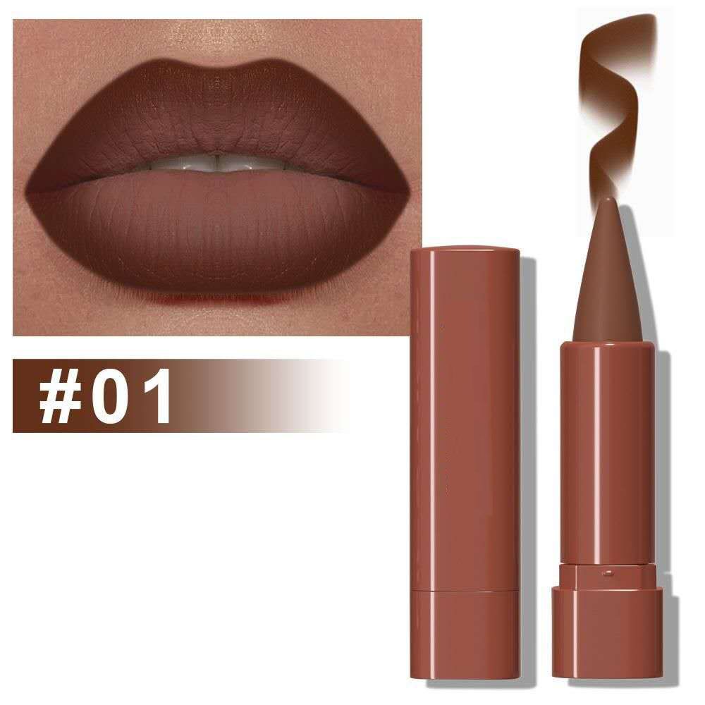 Maroon Gradient Matte Lipstick Crayon Lip Liner pencil, Flawless Contour Gradual Ombre Effect lip Pencil, for Women Long Lasting Waterproof Smudge Proof Lipstick Pencil 1 as picture