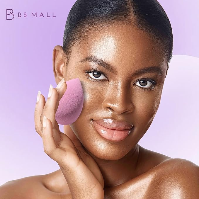Makeup Sponge Set Triangle Puff 14 Pcs for Liquid, Cream, and Powder, Multi-colored Makeup Sponges and Mini Sponge purple as picture