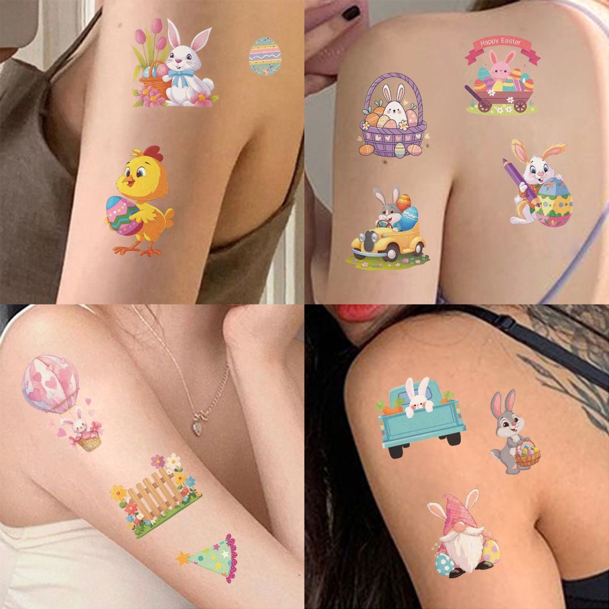 Easter Temporary Tattoos for Kids, Easter Fake Tattoos Stickers Bulk, Easter Basket Stuffers Egg Fillers for Boys and Girls, Easter Gifts for Teens Easter as picture