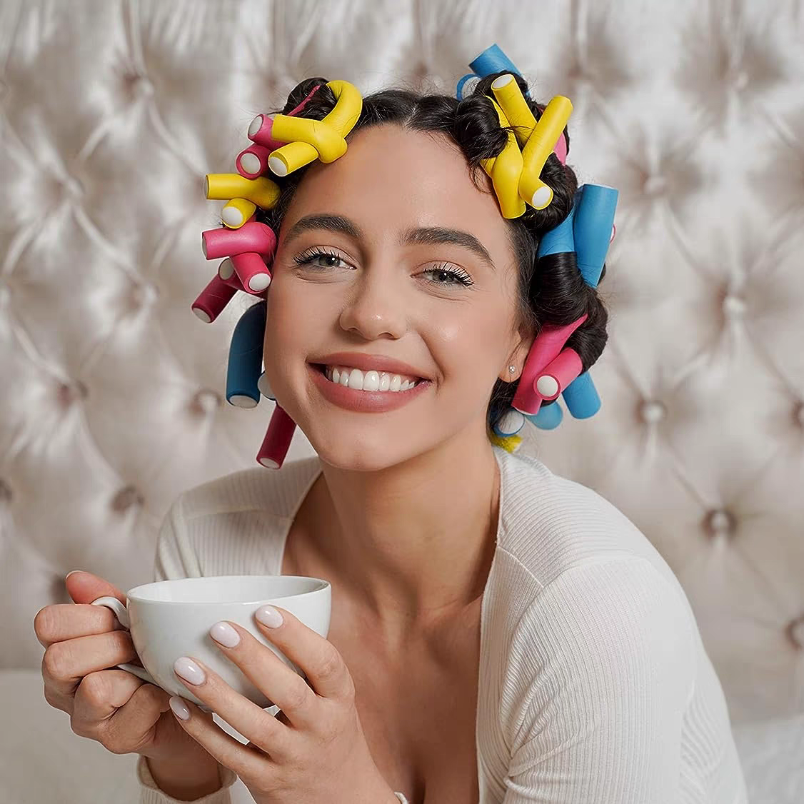 Room - temperature Ionic Hair Rollers- can sleep with it, your own charming style red+green+yellow 1.0