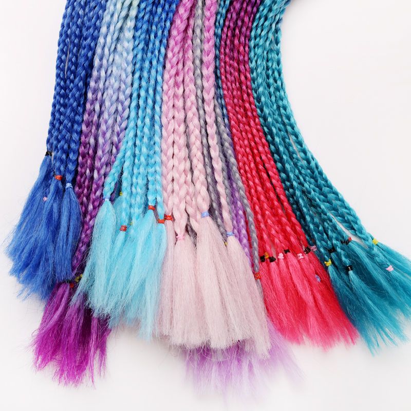 Lightweight color hair extensions with gradient colors, cool ponytails suitable for girls' hair extensions white blue 100g/60cm