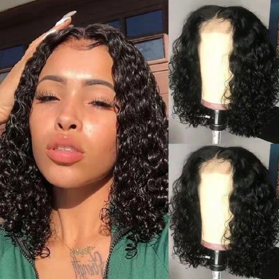 Wig small curly hair synthetic natural short curly black wigs for lady gift Black One size