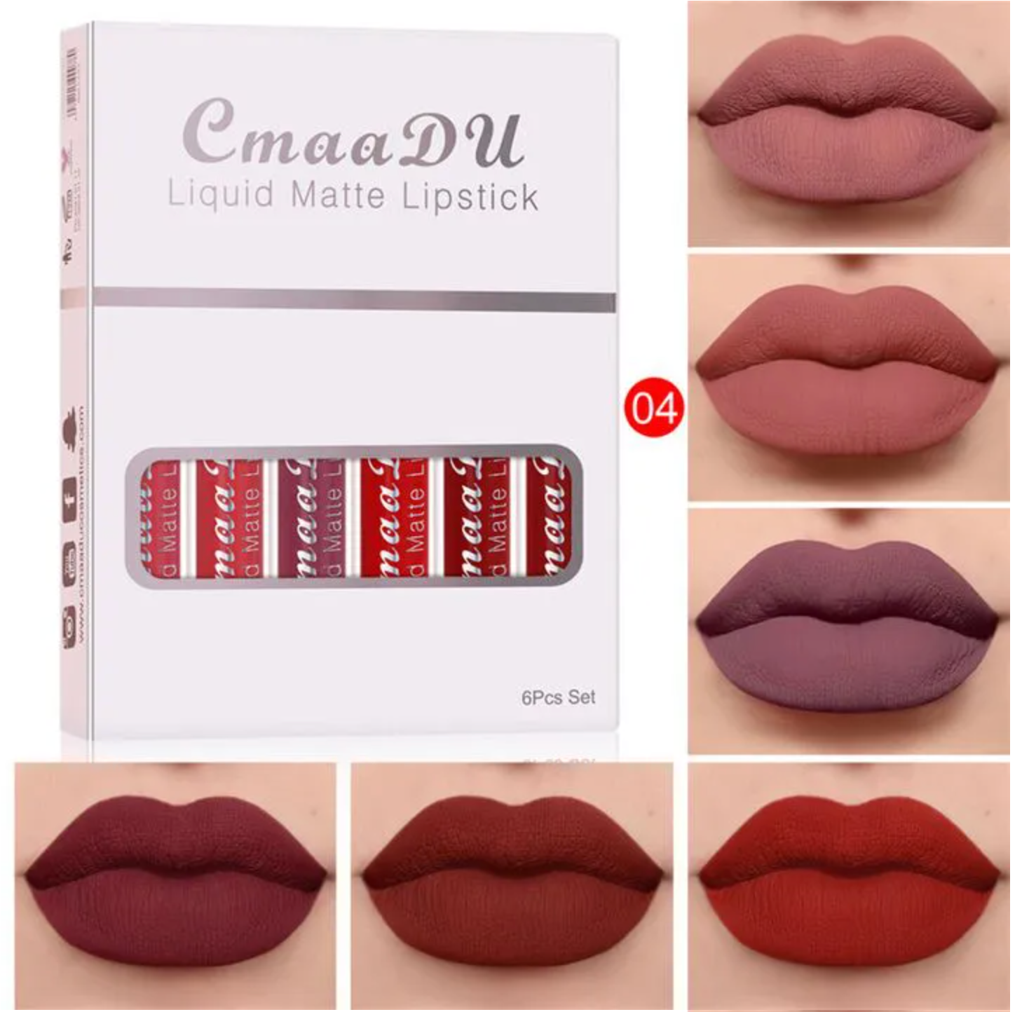 6PCS/Set Lipsticks Matte Lip Gloss Sets Makeup Lasting Velvet Liquid Lipstick Set Cosmetic 04 6pcs/set