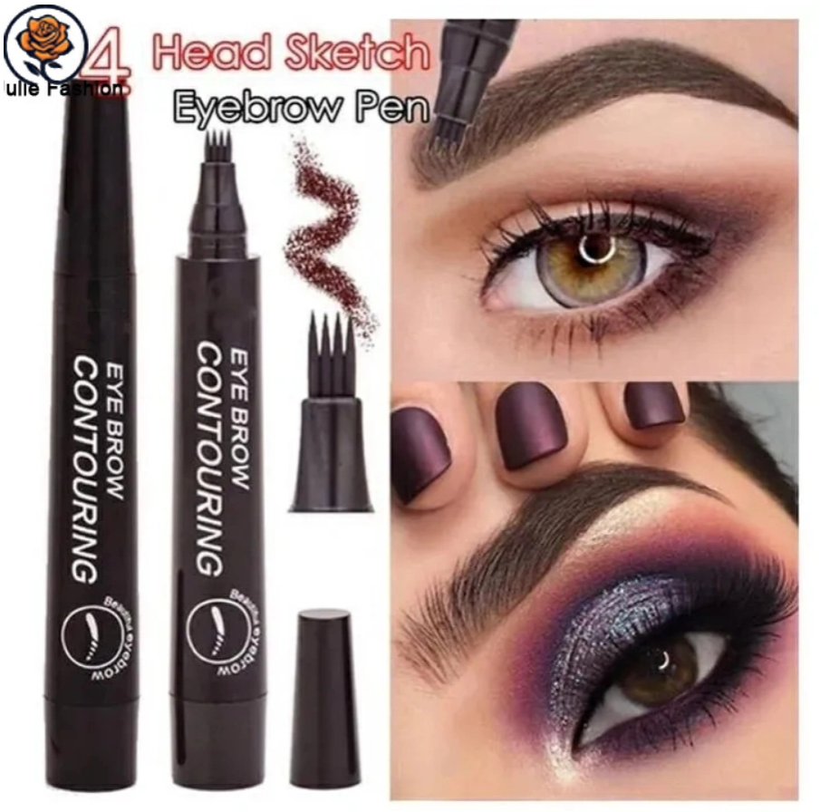 4 Tip Microblading Tattoo Eyebrow Pencil Brow Tattoo Pen Paint Makeup Eyebrows Waterproof Gray Brown Black One size