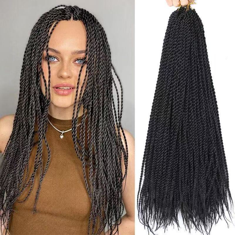 Senegalese Twist Box Braids Crochet Hair; two-strand hand-rolled braids; dreadlocks wig color 1 long
