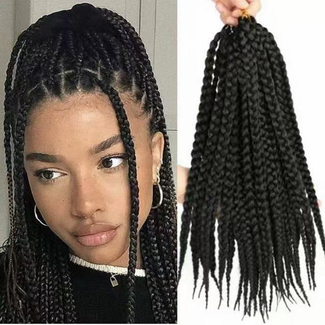 Thick Twist Box Braids Crochet Hair Extension African dreadlocks three-strand braids color 1 long