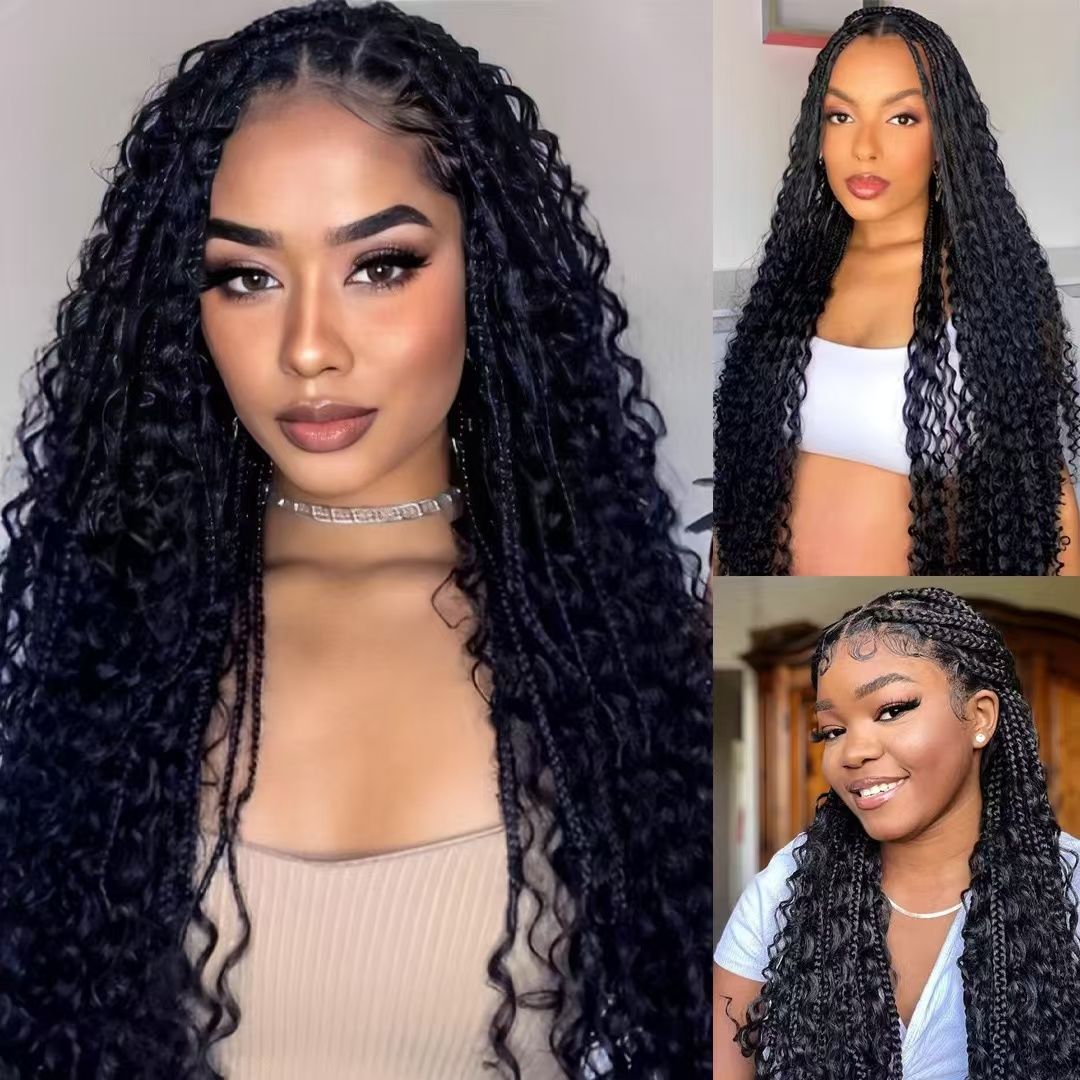 Goddess Boho Box Braids 14 inches 16 pieces three-strand braids princess European and American style dreadlocks color 1 medium lenght