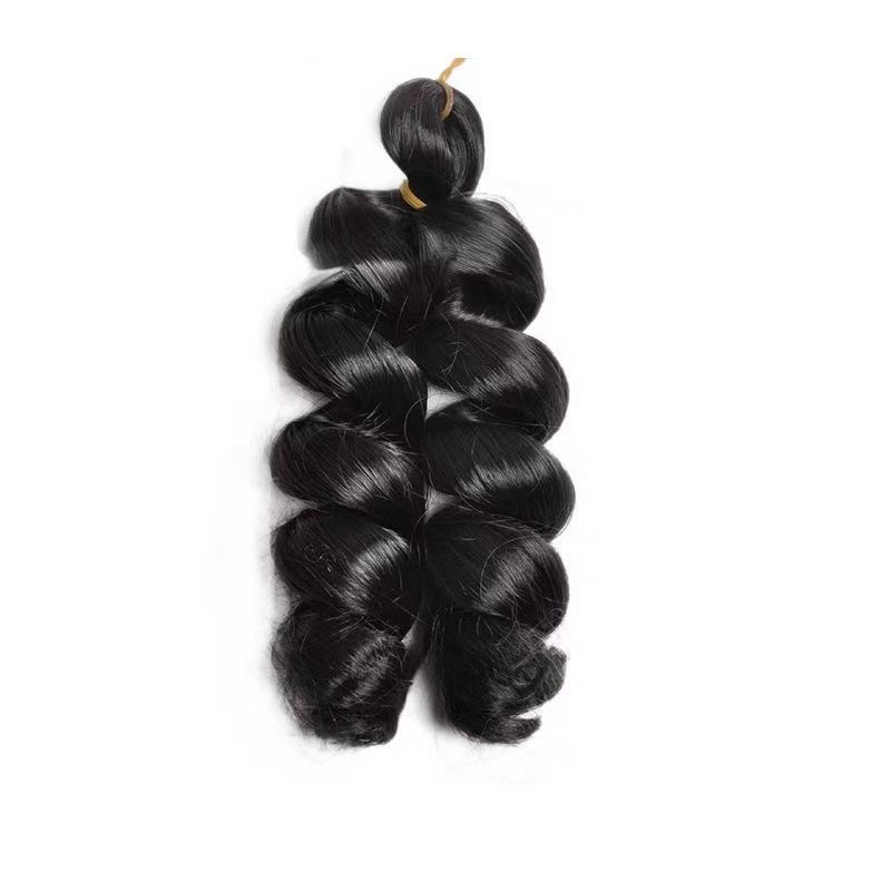 French Loose Curl Wave Crochet Hair Extension Box Braids wig color 1 medium lenght