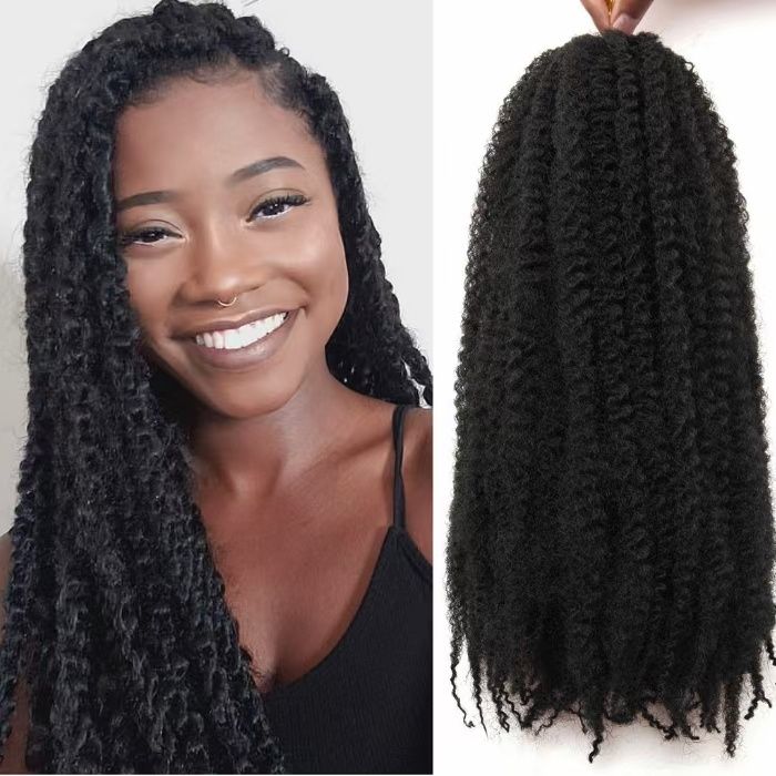18'' Marley Braids Hair Afro Kinky Curly Twist Crochet Hair color 1 long