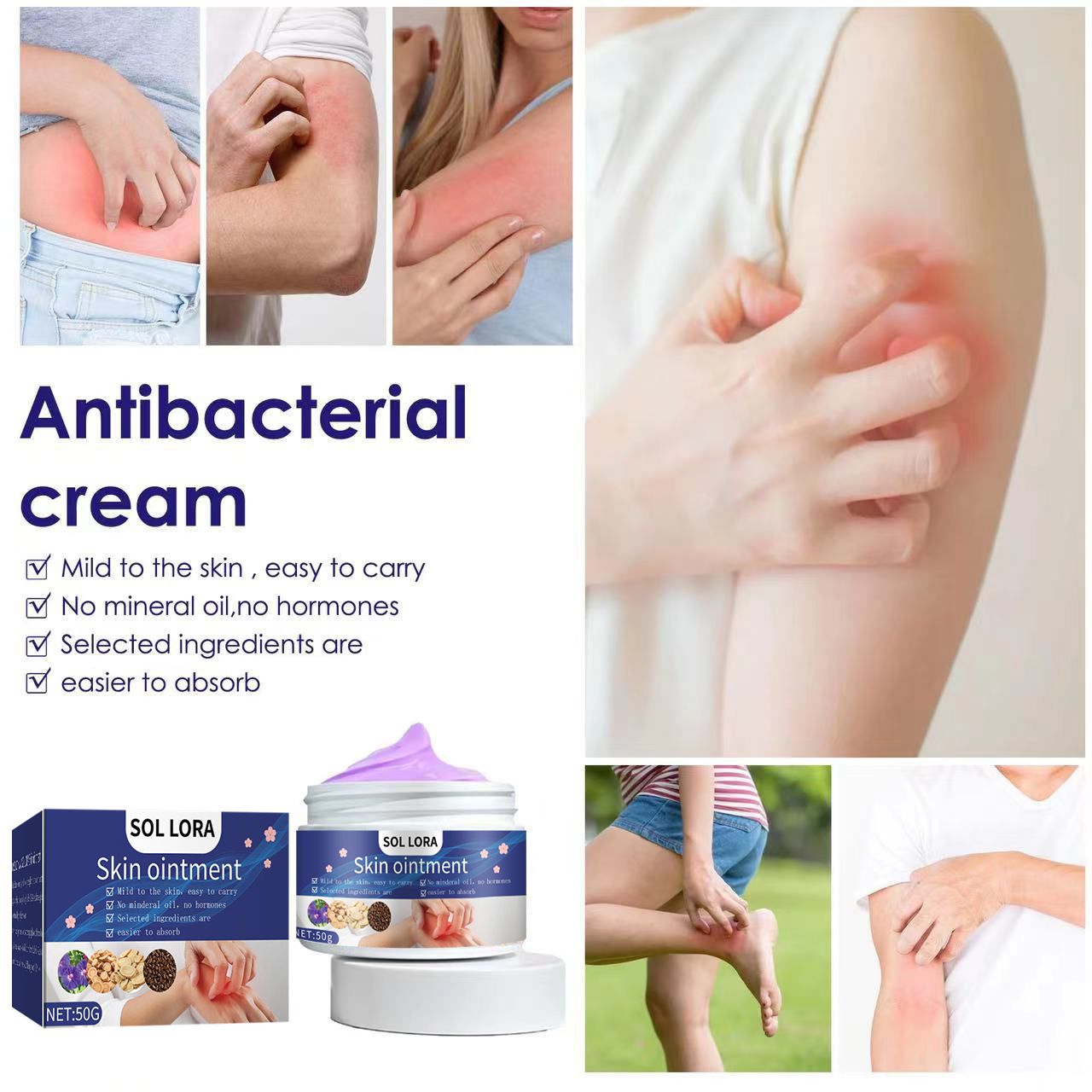 SOL LORA Purple Flower and Diclofenac Skin Antipruritus Cream for External Use of Mosquito Bite Skin Antipruritus Cream Purple One size