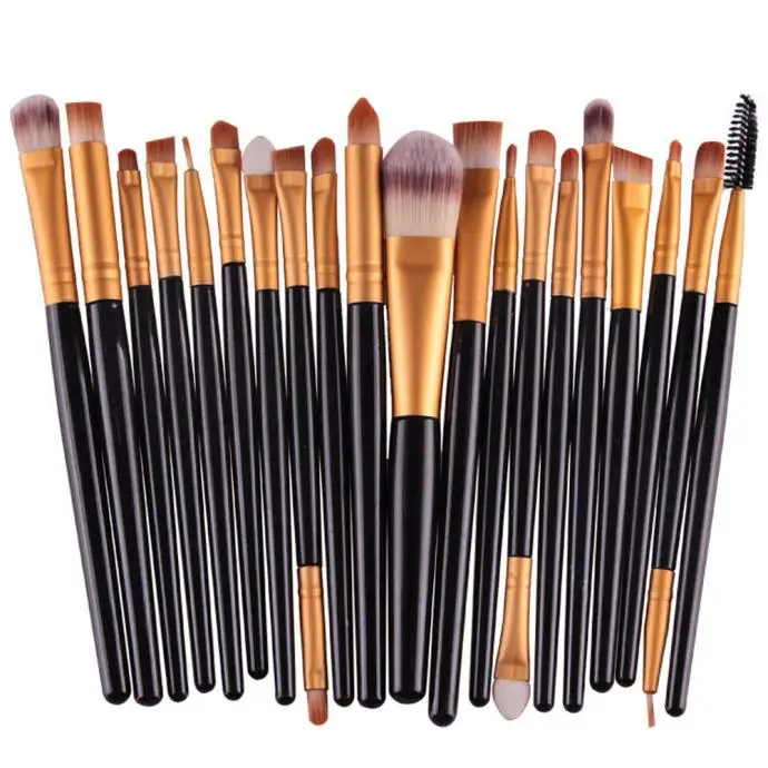 20Pcs Makeup Brushes Set Pro Powder Blush Foundation Eyeshadow Eyeliner Lip Cosmetic mixing Brushes Tool highlighter brush Black 20Pcs/Pack