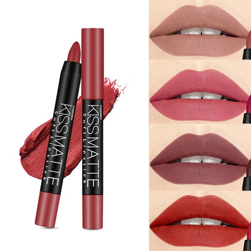 19 Colors Sexy Matte Lip Stick Lipliner Lip Liner Pencil Lasting Nude Rotatable Lipsliner Pen Set Beauty Makeup Tool Cosmetic #01 Dirty orange One size