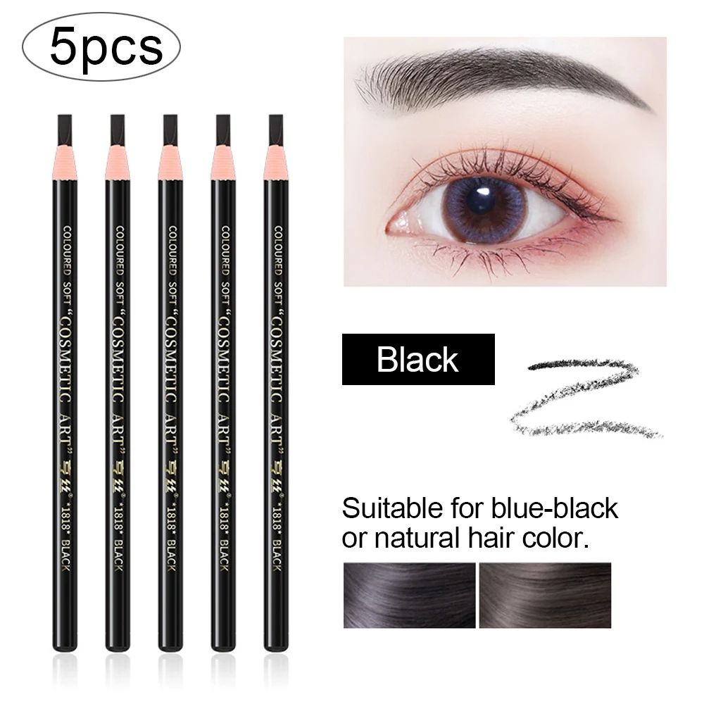 5pcs Professional Microblading Pencil Permanent Eyebrow Pencil Tattoo Waterproof Art Tint Makeup Eye Brow Pen Enhancers Cosmetic 03Dark 5pcs