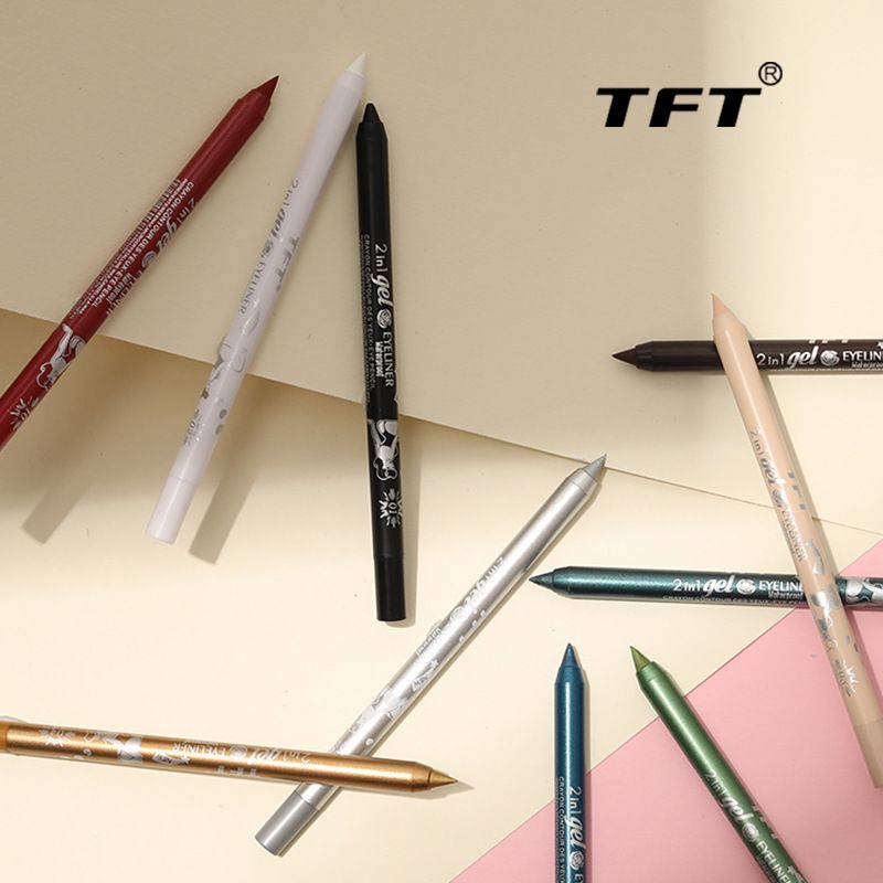 1 Waterproof Eyeliner Pigment Brown Black Glitter Eyeliner Pen Suitable For Female Fashionable Color Eye Makeup Cosmetics 01Black One size