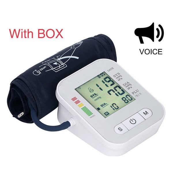 Home Health Care Digital Lcd Upper Arm Blood Pressure Monitor Heart Beat Meter Tonometer Measuring Automatic Sphygmomanometers White One size
