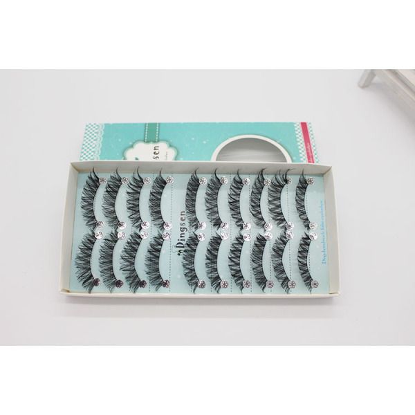 10 Pairs Natural Soft Imported Silk Protein Cross Long Messy Eye Lash Extension Cosmetic Tool False Eyelashes Black A box of