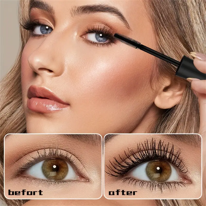 4D Waterproof Mascara Thick Lengthening Mascara Curling Long Volumizing Mascara For Big Eye Makeup Black One Size