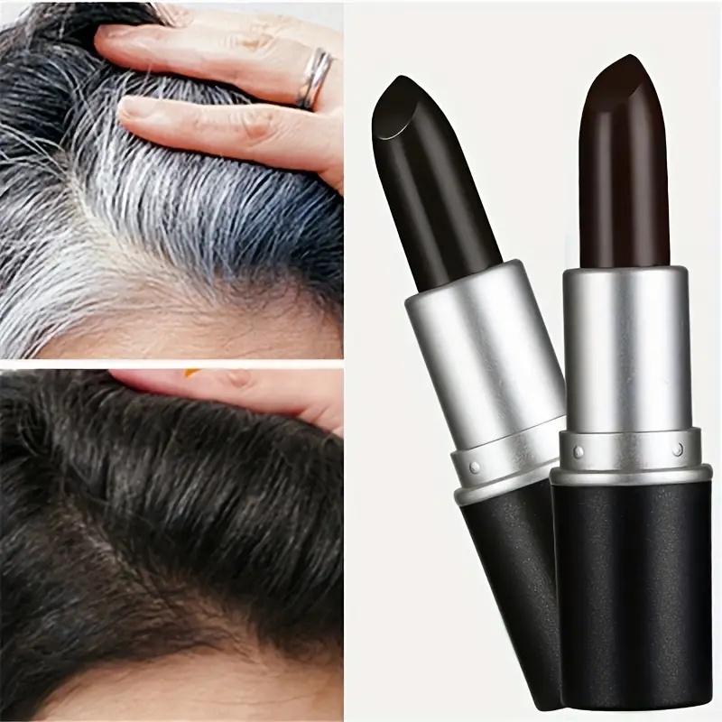 1pcs Disposable Hair Color Pen - Fast And Lasting Temporary Hair Dye For White Hair - Mascara Style Stick Chalk Black one size