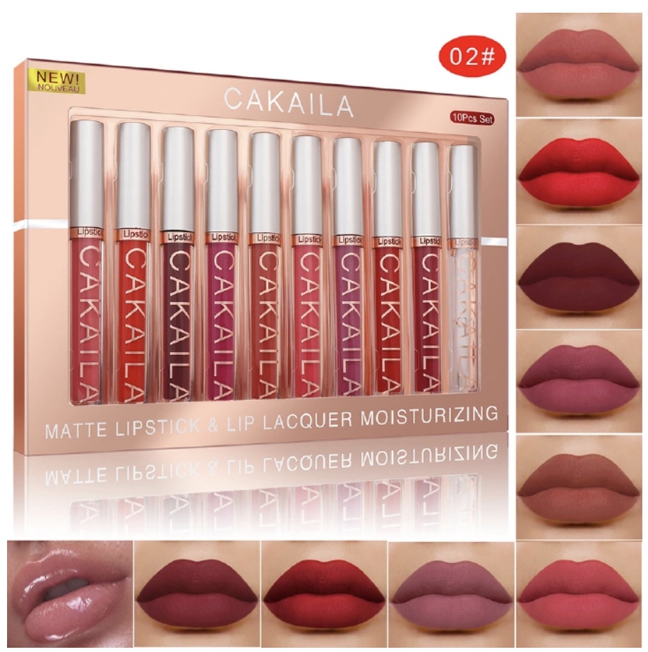 10PCS Lipsticks Set Long Lasting Nonstick Cup Makeup Cosmetics Kit For Girl Women Lipstick Makeup Cosmetics Lips INS Hot 02 10pcs/set