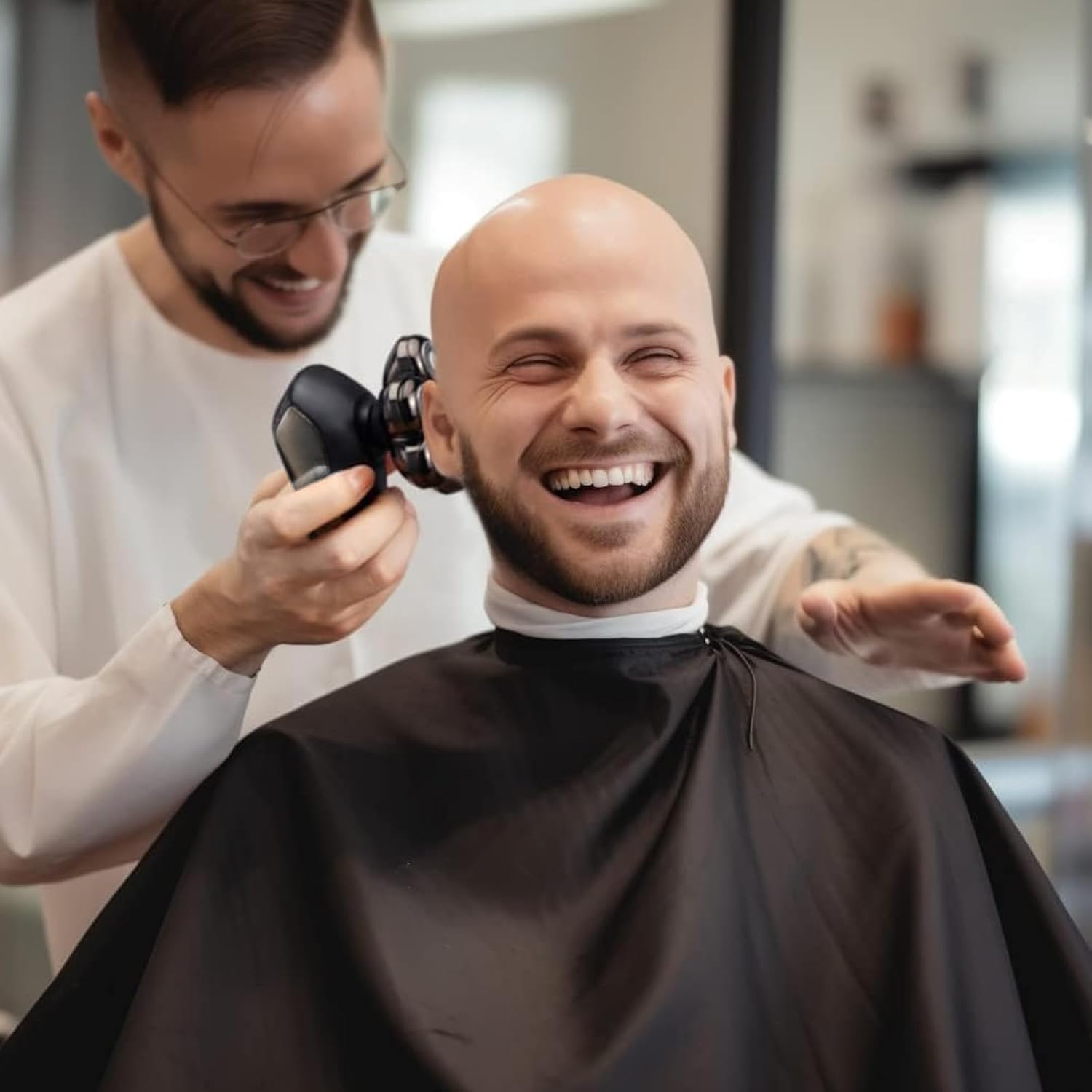 Detachable Head Shavers, 5 in 1 Electric Razor IPX7 Waterproof for Bald Men, Wet Dry LED Display Rechargeable 7D Rotary Shaver Grooming Kit with Type C Charge A black Multifunctional accessories