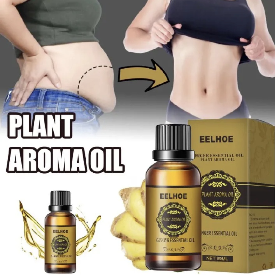 Ginger Slimming Essential Oil, firming and tightening the abdomen, reducing the belly, shaping the thighs and hands of excess fat, natural plant extracts, massage use Yellow 10ml