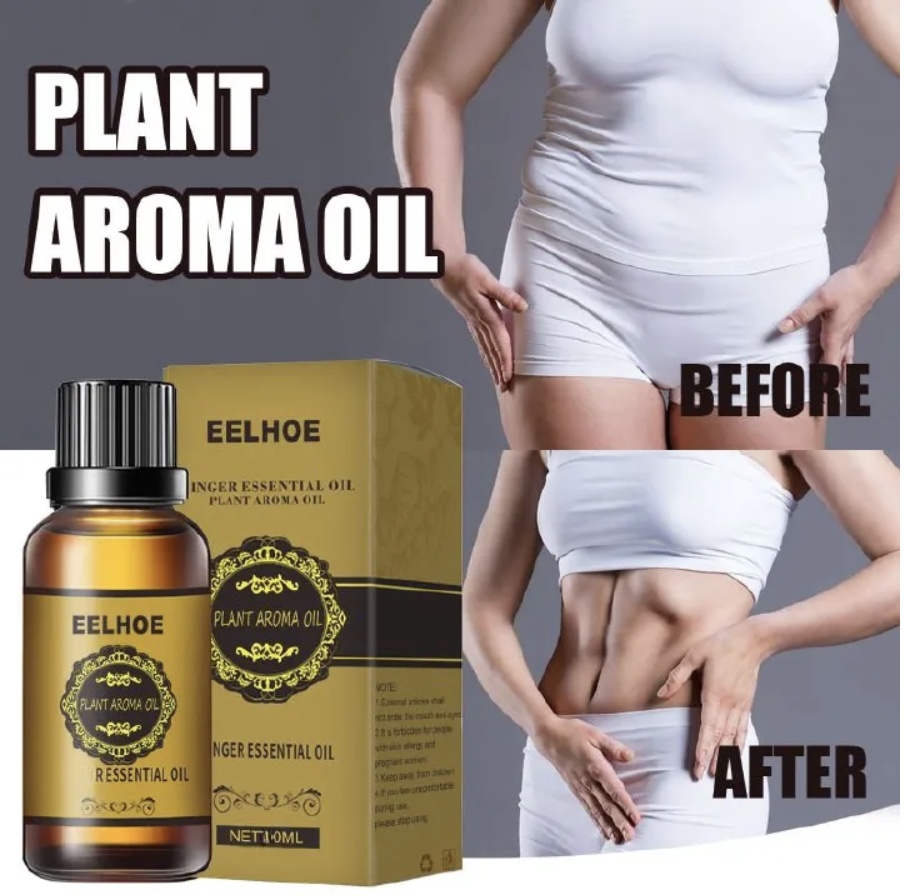 Ginger Slimming Essential Oil, firming and tightening the abdomen, reducing the belly, shaping the thighs and hands of excess fat, natural plant extracts, massage use Yellow 10ml