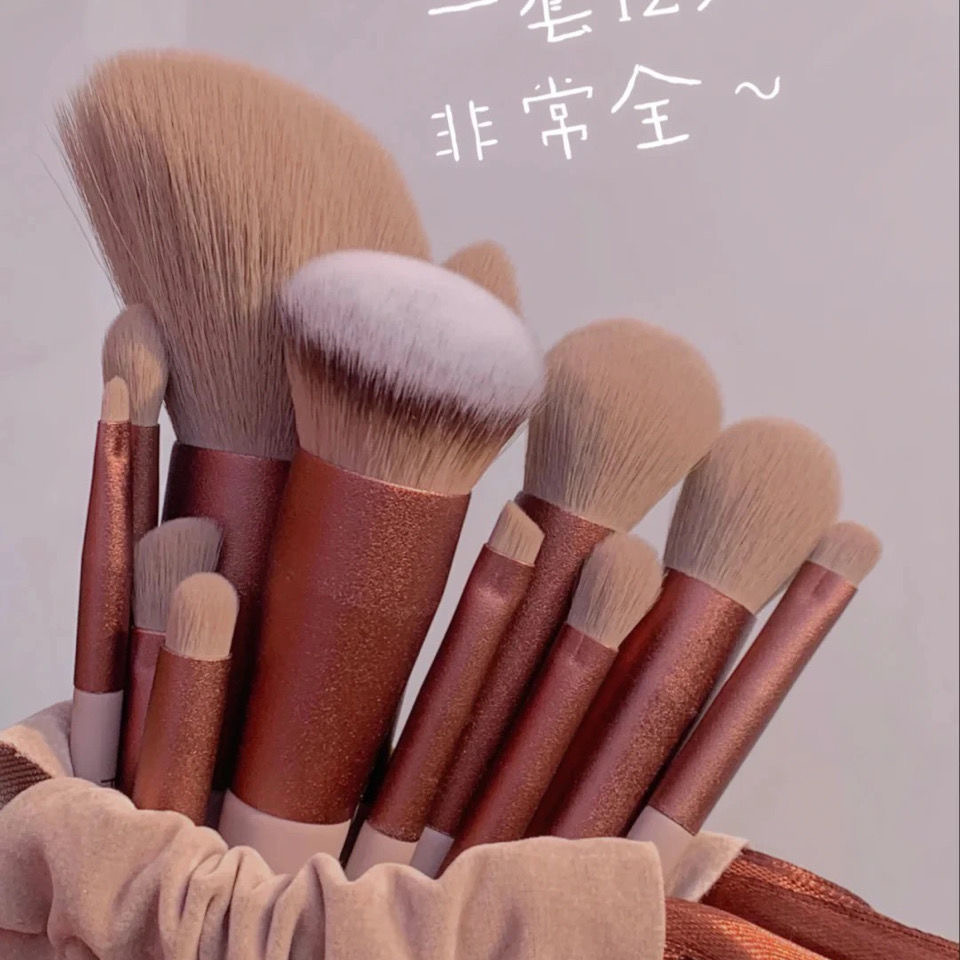 13Pcs Makeup Brushes Set Foundation Powder Eyeshadow Concealer Blending Makeup brush set Beauty Tool with Bag New Arrival Green 13Pcs with velvet bag [分类版本2]