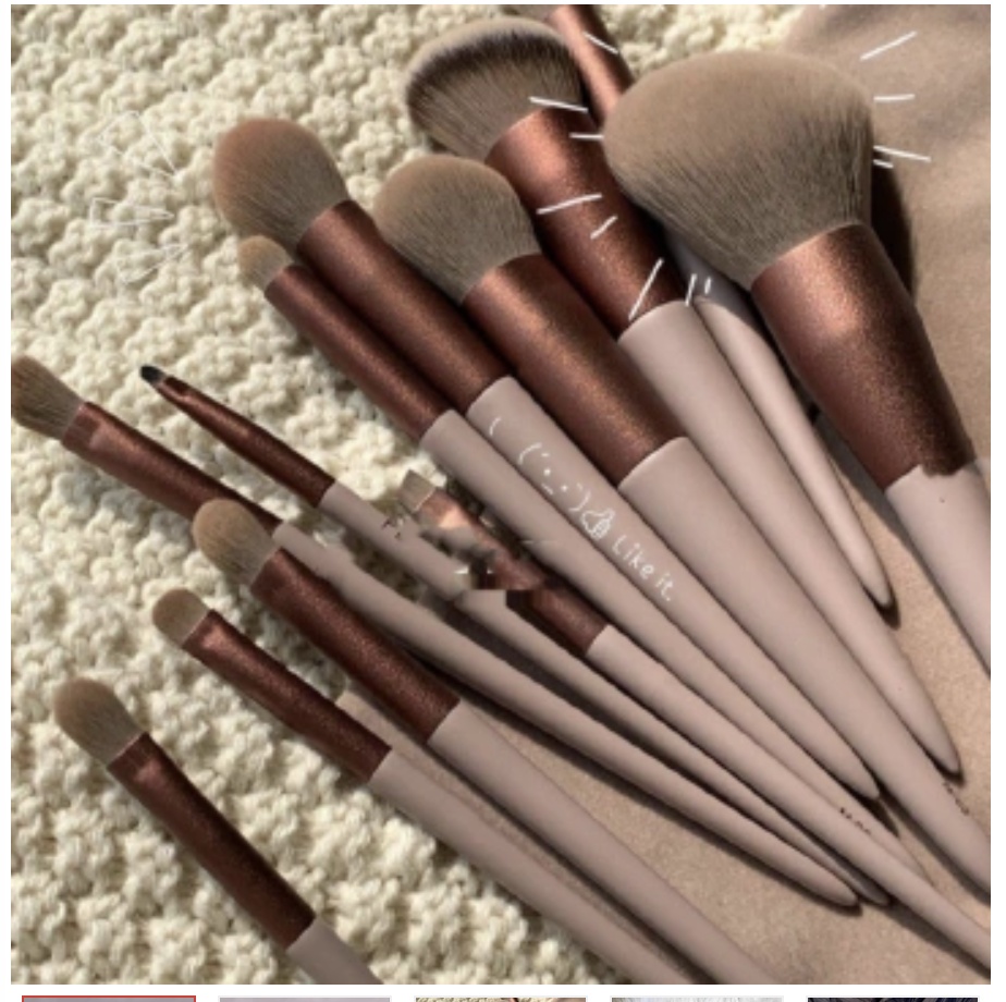 13Pcs Makeup Brushes Set Foundation Powder Eyeshadow Concealer Blending Makeup brush set Beauty Tool with Bag New Arrival Green 13Pcs with velvet bag [分类版本2]