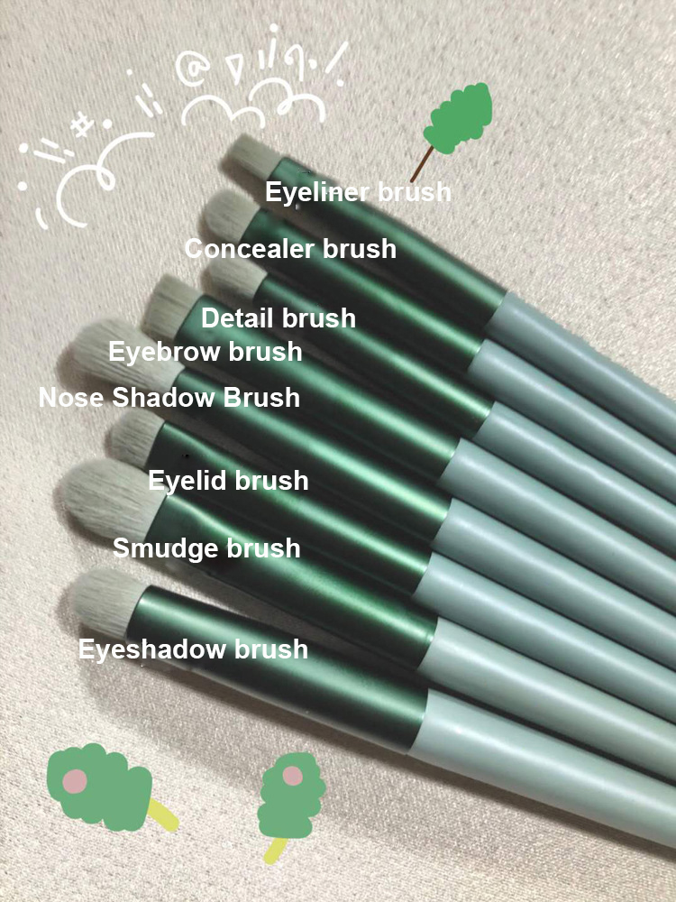 13Pcs Makeup Brushes Set Foundation Powder Eyeshadow Concealer Blending Makeup brush set Beauty Tool with Bag New Arrival Green 13Pcs with velvet bag [分类版本2]