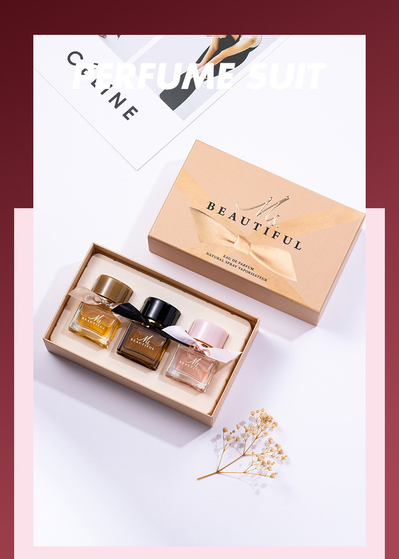 3 PCS Popular Women Perfume Set 3 in 1 Ladies Perfume Long Lasting Fresh Perfumes Light Fragrance Gift Perfume Set as picture 30ml*3 [分类版本1]