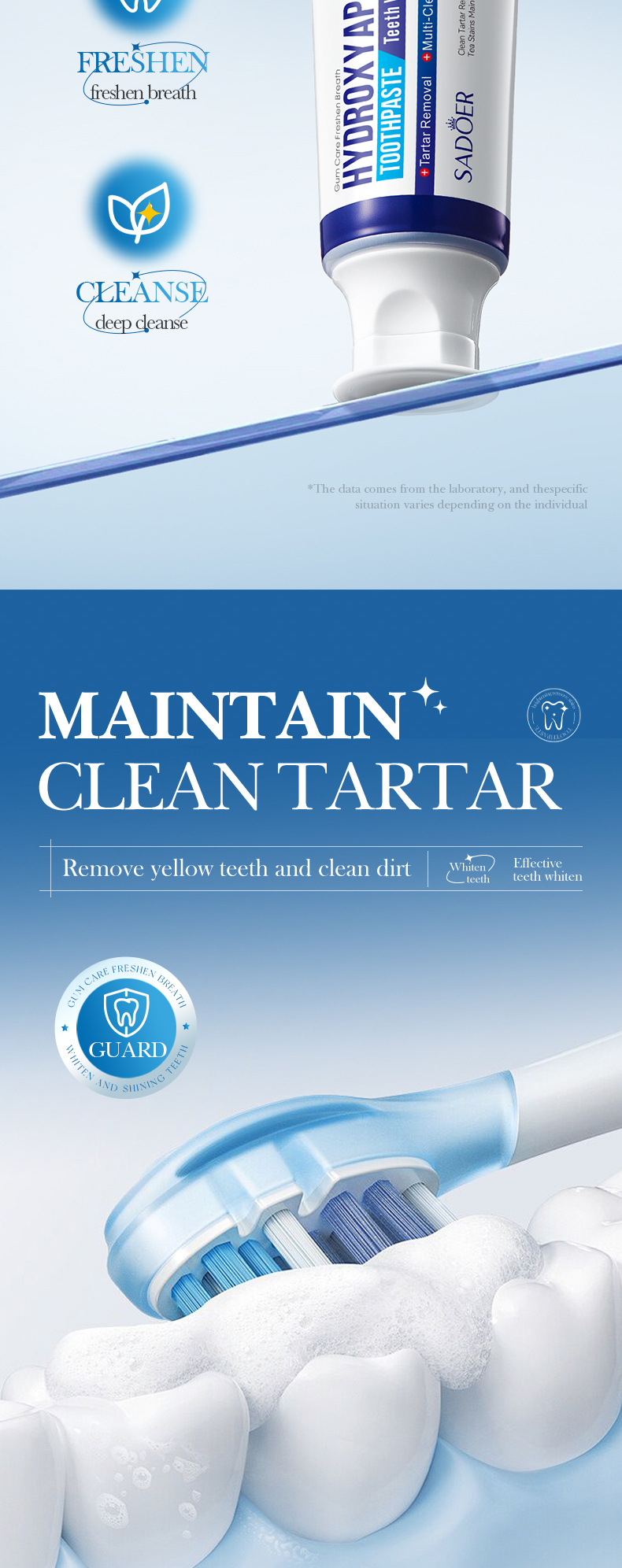 Hydroxyapatite whitening toothpaste, yellowing, toothstain removal, deodorization, cool and anti-cavity toothpaste White One pack [分类版本3]