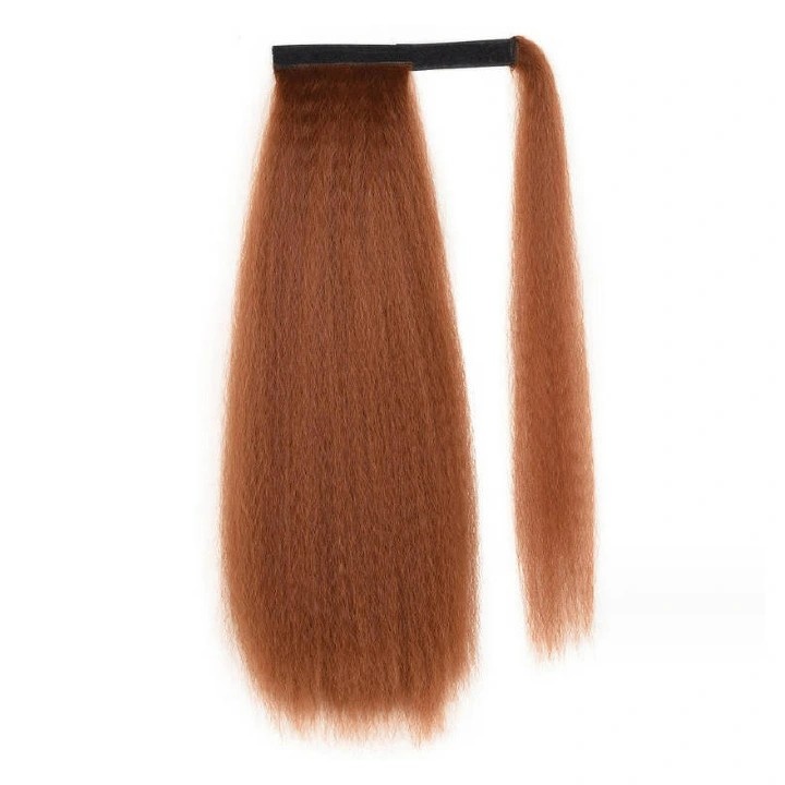 Premium 24inch Yaki Ponytail Hair Extensions Long Wigs Hair Corn Silk Yaki Wigs for Black Women Synthetic Hair Soft Corn Curly Wig Fluffy Girls First Hair Ponytail Extension Black Girl black 24inch