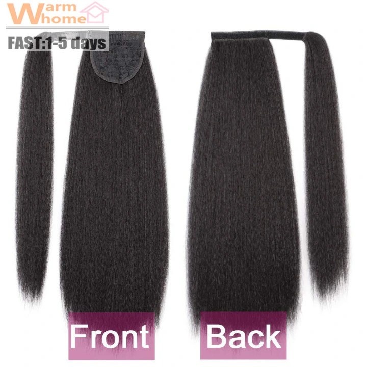 Premium 24inch Yaki Ponytail Hair Extensions Long Wigs Hair Corn Silk Yaki Wigs for Black Women Synthetic Hair Soft Corn Curly Wig Fluffy Girls First Hair Ponytail Extension Black Girl black 24inch