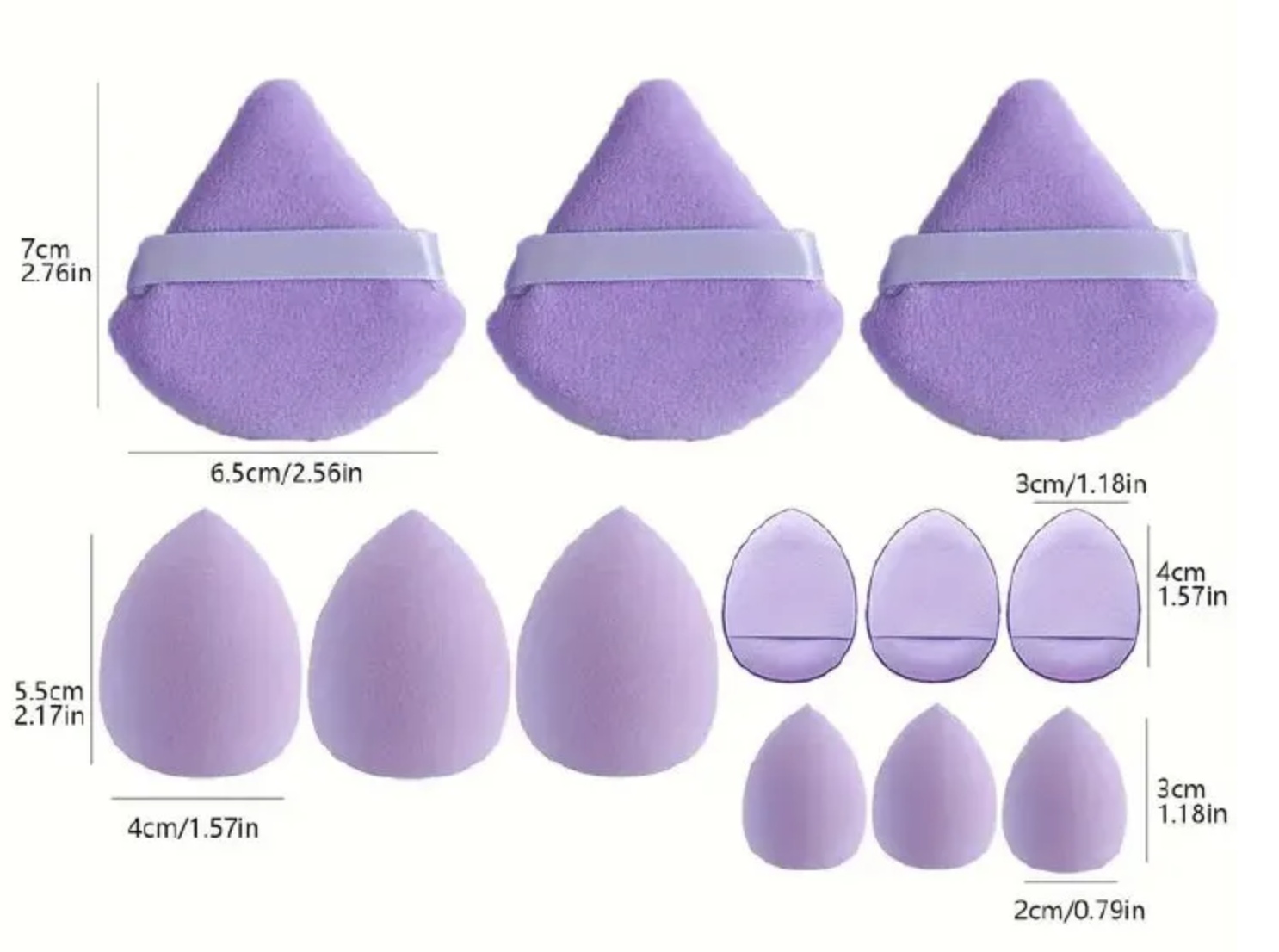 12pcs Makeup Puff Kit Blending Sponge Triangle Powder Puff Finger Air Puff For Flawless Make Up Beauty Tool Facial Tool Pink 12pcs [分类版本1]