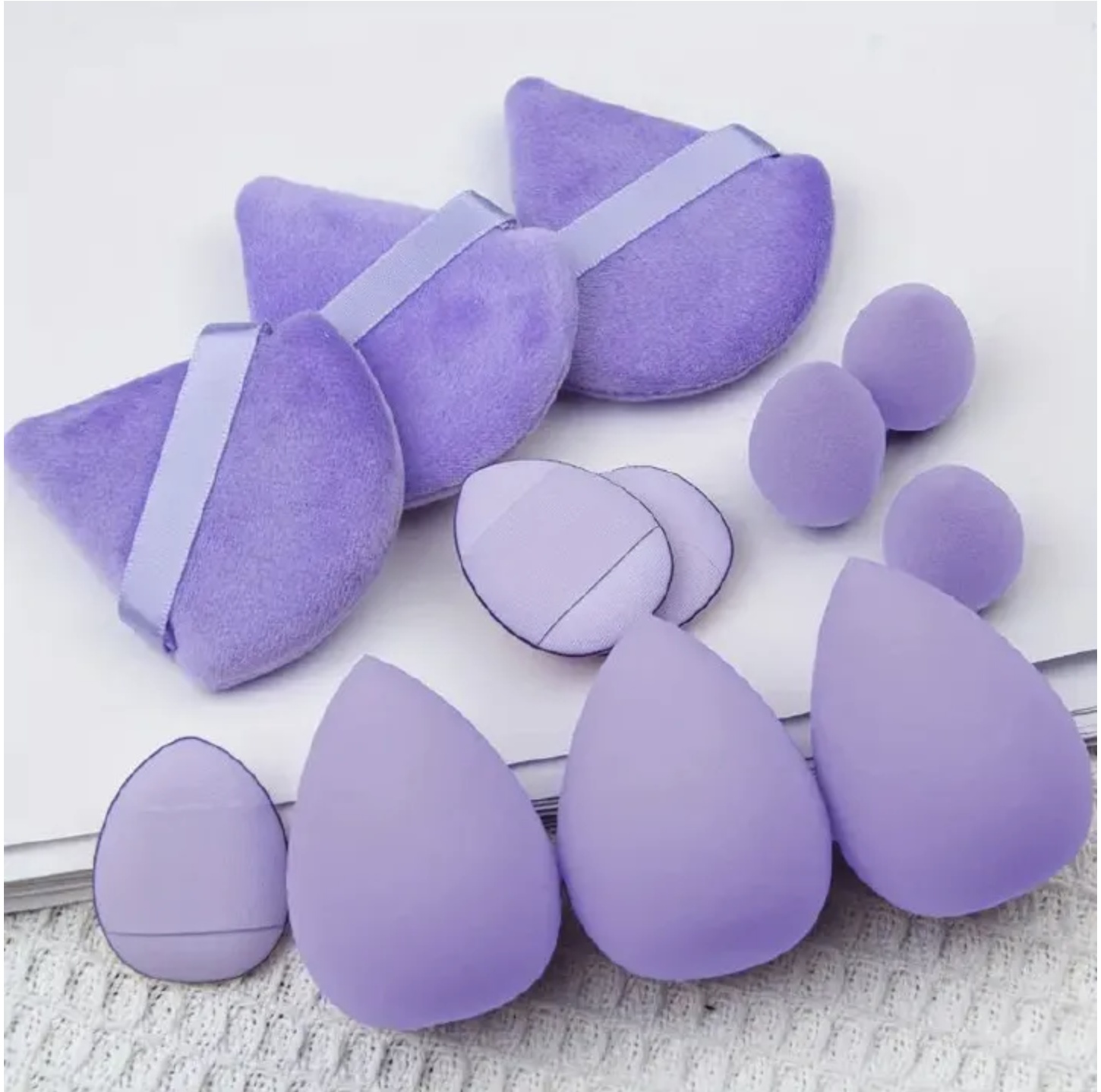 12pcs Makeup Puff Kit Blending Sponge Triangle Powder Puff Finger Air Puff For Flawless Make Up Beauty Tool Facial Tool Pink 12pcs [分类版本1]