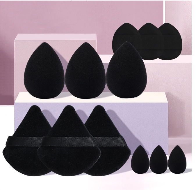 12pcs Makeup Puff Kit Blending Sponge Triangle Powder Puff Finger Air Puff For Flawless Make Up Beauty Tool Facial Tool Pink 12pcs [分类版本1]