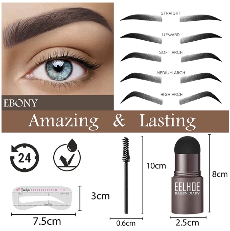 Eye Brow One Step Eyebrow Stamp Shaping Kit Set Gel Stamp Makeup Kit Magic Eyebrow Stencils Eyebrow Brushes Dark Brown One set [分类版本2] view 4