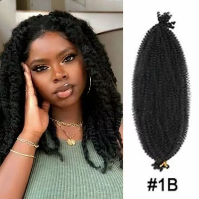 Afro Spring Twist Marley Hair Kinky Curly Crochet Braid Hair color 1 medium lenght [分类版本1]